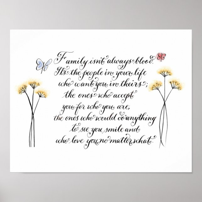 Pôster Família nem sempre é tipografia de citações de san (Frente)