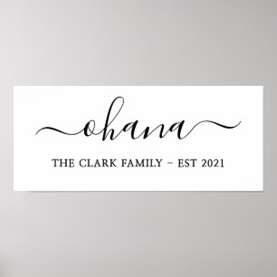 Poster família personalizada ohana casa minimalista