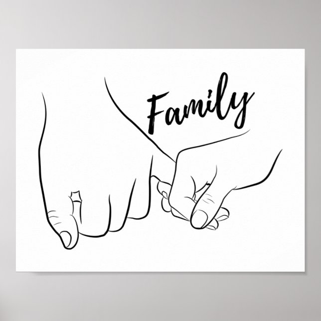 Poster Família Pinky Promete Arte de Linha Mínima Simples (Frente)