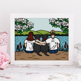 Poster Família Preta Personalizada Labrador Marrom Longo