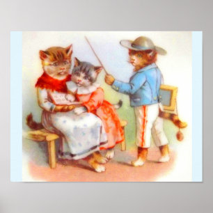 Pôster Família Vitoriana de gatinhos vestidos