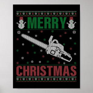Poster Família Xmas Pajamas Matando Chainsaw Feia Natal