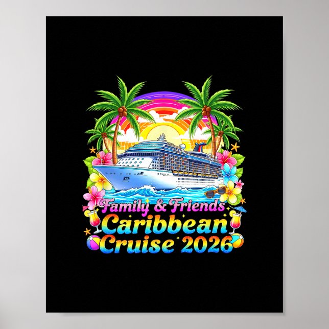 Poster Family And Friends Caribbean Cruise 2026 Tee Beach (Frente)