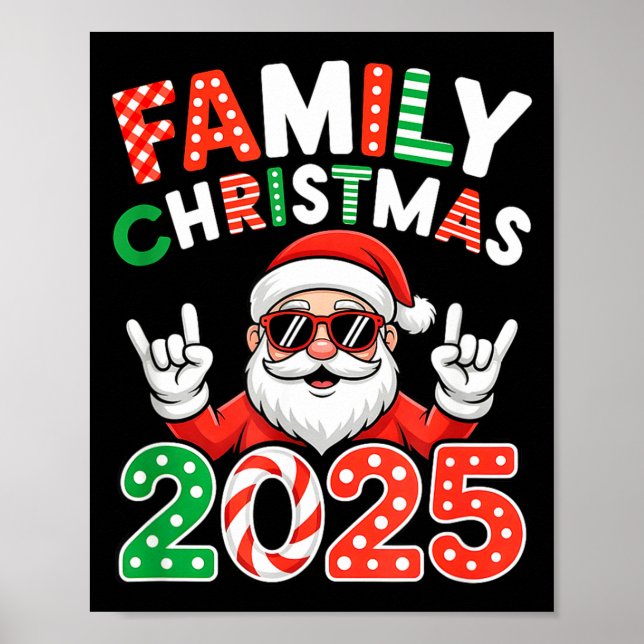 Poster Family Christmas 2025 Rocker Santa Sungles Matchin (Frente)