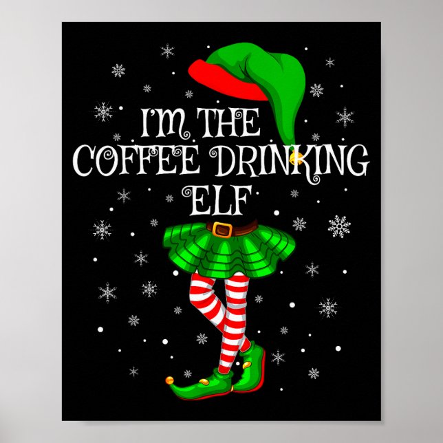 Poster Family Matching Women Girls Coffee Drinking Elf Ch (Frente)