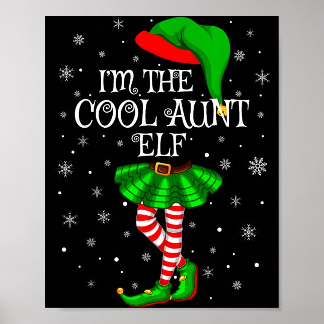 Poster Family Matching Women Girls I'm The Cool Aunt Elf  (Frente)