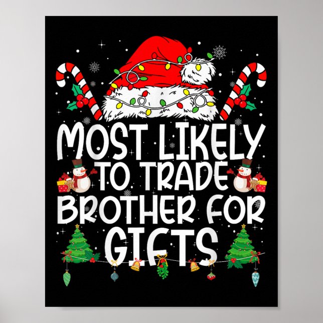Poster Family Matching Xmas Most Likely To Trade Brother  (Frente)