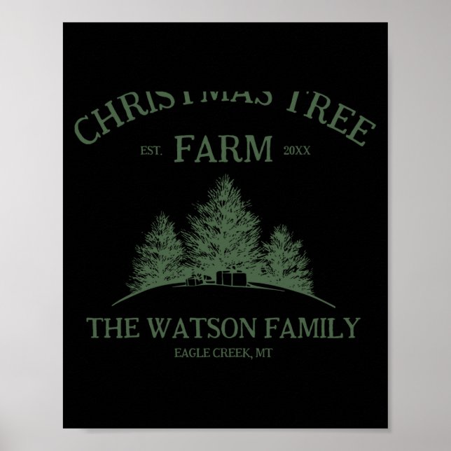 Poster Family Name Christmas Tree Farm Retro  (Frente)