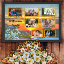 Family Photo Collage Rooftop Sunset 2295 Art Print
