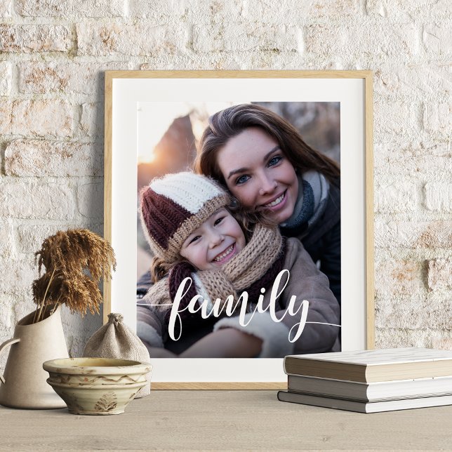 Poster Family Script Overlay Photo Print (Criador carregado)