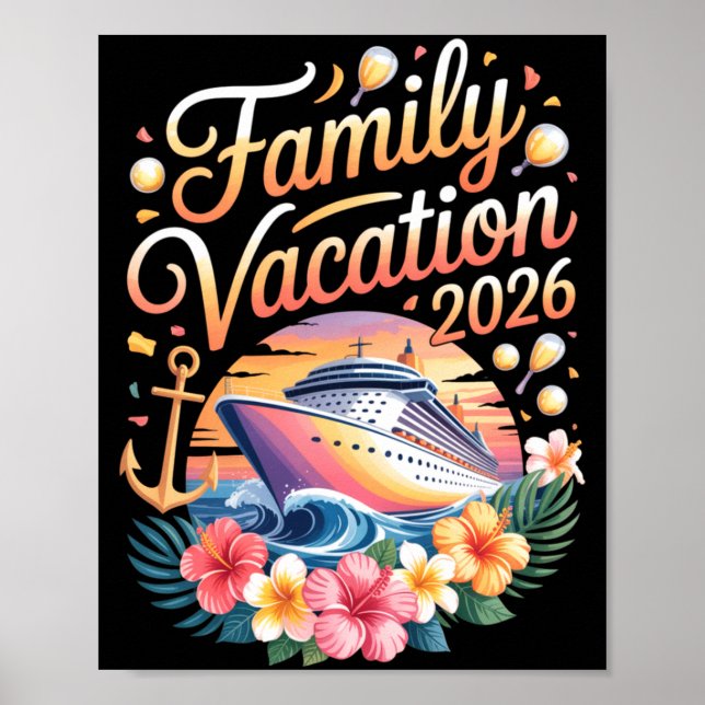 Poster Family Vacation 2026 Cruise Adventure Crew Long Sl (Frente)