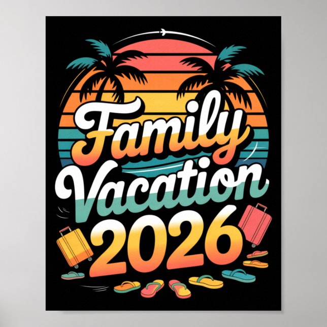 Poster Family Vacation 2026 Sunset Travel Crew Long Sleev (Frente)