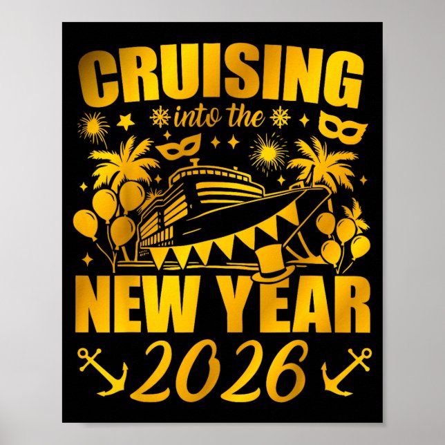 Poster Family Vacation Cruise Ship 2026 New Year Party Cr (Frente)
