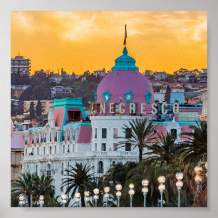 Poster Famoso hotel de luxo Hotel Negresco em Nice França