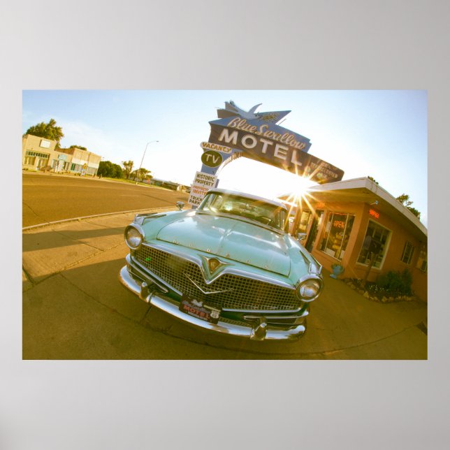 Poster Famoso Motel Blue Swallow na Rota 66 (Frente)