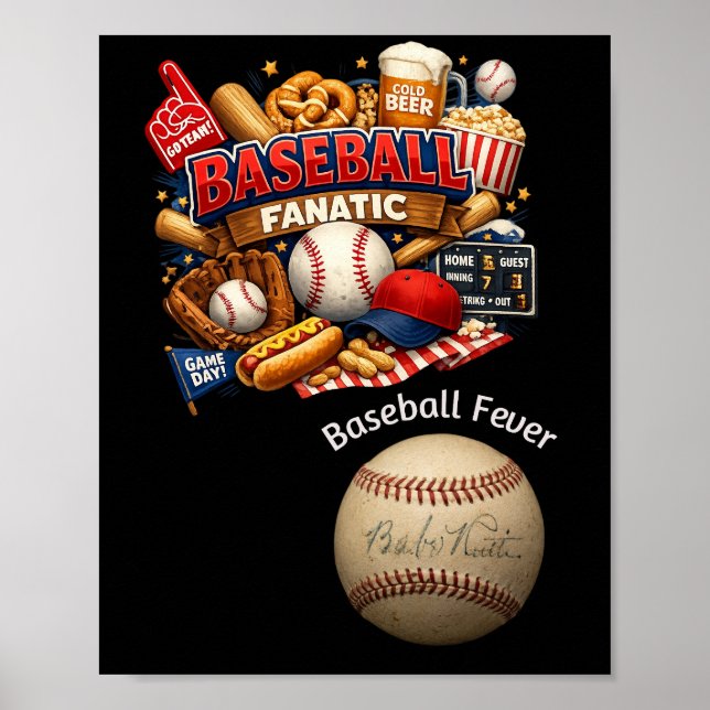 Poster Fanático por beisebol (Frente)