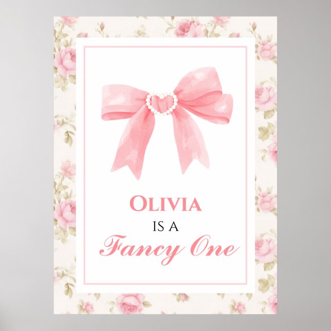 Poster Fancy One Arco Rosa chique 1º aniversário (Frente)