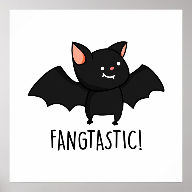 Poster Fangtástico Trocadilho de Halloween Morcego Preto  (Frente)