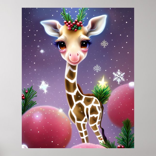 Poster Fantasia Adorável, Baby Giraffe com Holly (Frente)
