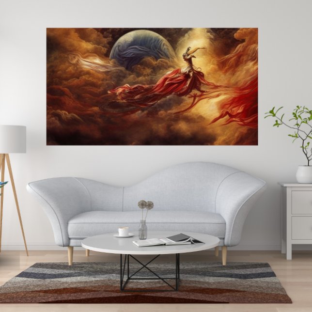 Poster Fantasia arte moderna de ouro vermelho-alto das nu (Criador carregado)