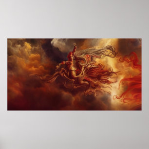 Poster Fantasia arte moderna, ouro vermelho, espiral das