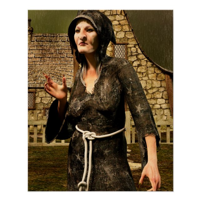 Pôster Fantasia Bruxa Aldeia Medieval Halloween (Frente)