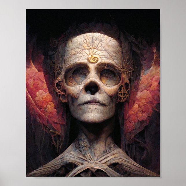 Poster Fantasia Cinzenta E Óssea, Fantasia Ciência, Arte (Frente)