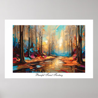 Poster Fantasia Colorida Abstrato Peacefull Forest Creek