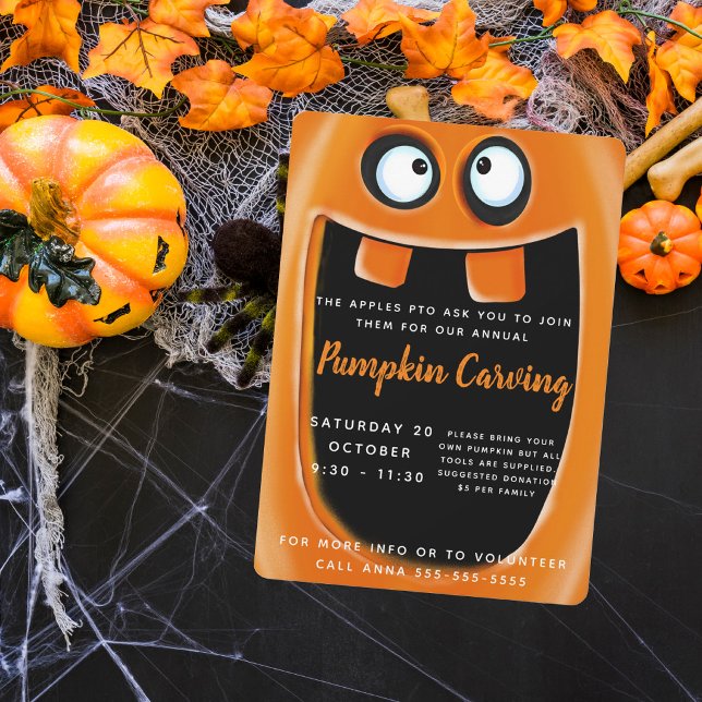 Poster fantasia de abóbora de halloween esculpida festa d (Criador carregado)