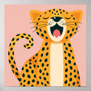 Poster Fantasia de Animal de Safari Guepardo Bocejando Ca