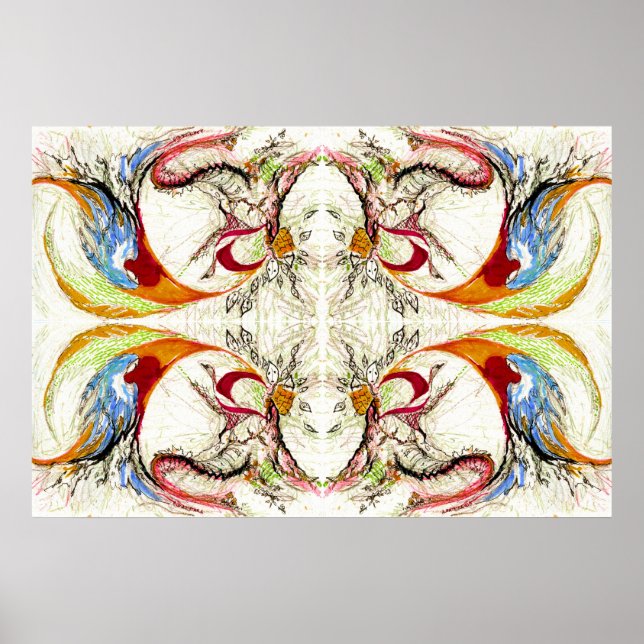 Pôster Fantasia de Árvores e Pássaros (Frente)