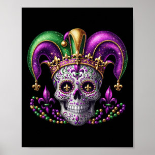Poster Fantasia de Crânio de Açúcar de Mardi Gras para Ho