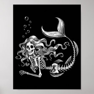 Poster Fantasia de Esqueleto de Sereia Engraçada para Mul