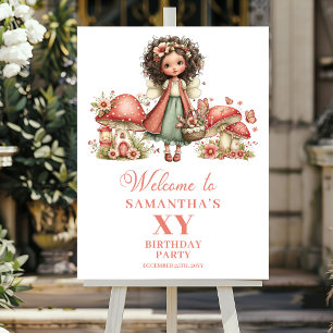 Poster Fantasia de Fada 7º Aniversário Bem-vindo Rosa Beg