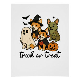 Pôster fantasia de Halloween de Corgi