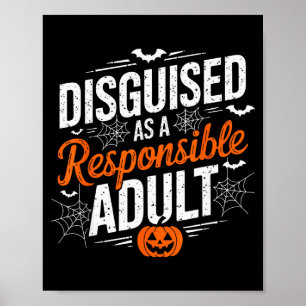 Poster Fantasia de Halloween Vestido Como um Adulto Respo