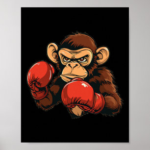 Poster Fantasia de macaco de boxe legal