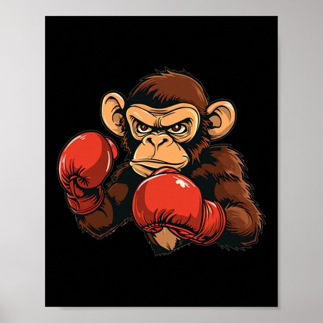 Poster Fantasia de macaco de boxe legal (Frente)