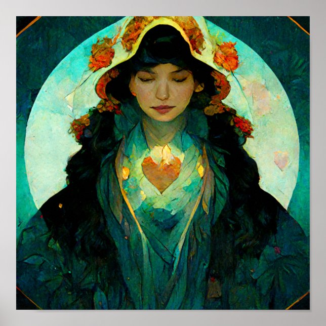 Poster Fantasia de Mulher do Coração Brilhante Sci-Fi (Frente)