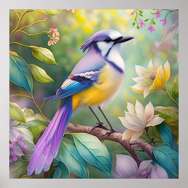 Poster Fantasia de Pássaro Violeta Crestado (Frente)