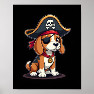 Poster Fantasia de Pirata Beagle Bandeira Jolly Roger Crâ
