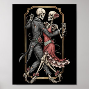Poster Fantasia de Tango de Esqueleto para Halloween Danç