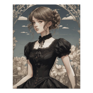 Pôster Fantasia de Vestido Negro - Arte de Vintage