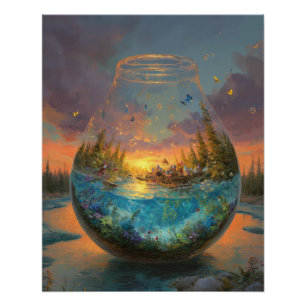 Pôster Fantasia do Oceano no Pôr do Sol em Arte de Esfera