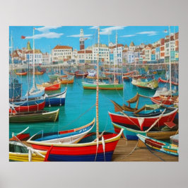 Poster Fantasia do porto moderno, uma cidade turística bo