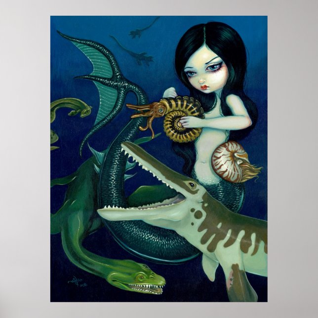 Poster Fantasia dos dinossauros Mermaides Cretáceos, Art  (Frente)