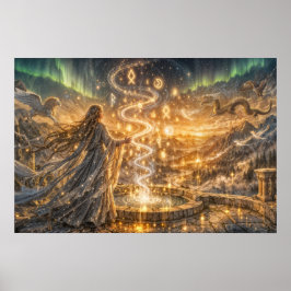 Poster Fantasia Élfica Dourada Luz Impressionista Fantasi