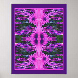 Poster Fantasia Floral Abstrata da Flor Margarida Roxa