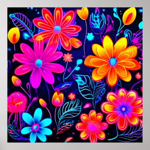 Poster Fantasia Floral Neon