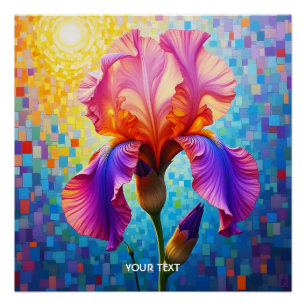 Pôster Fantasia Lindo Flor Laranja Rosa